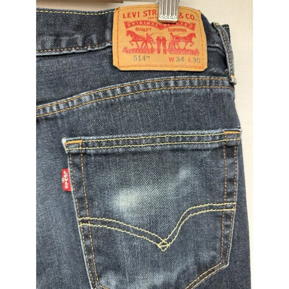 Levi's 514 Jeans Mens Reg Fit Straight Leg Cotton Blend Denim 34x30
